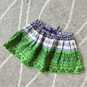 Crewcuts Purple and Green Boho Linen Blend Pull on Skirt Girls 3